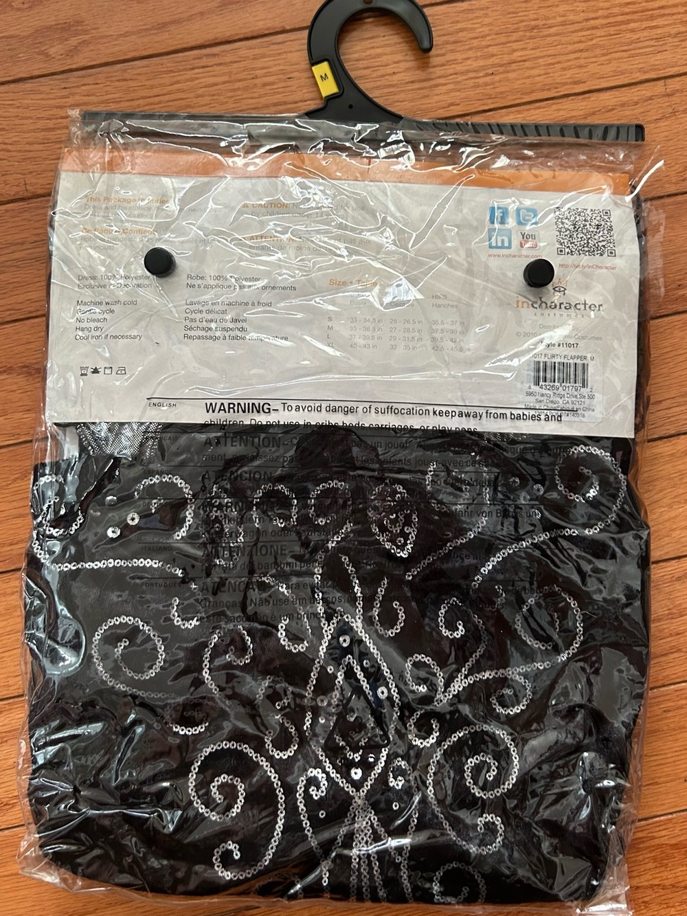 InCharacter Flirty Flapper Costume Set Black Silver Size M Like New 2010 - Picture 6 of 8